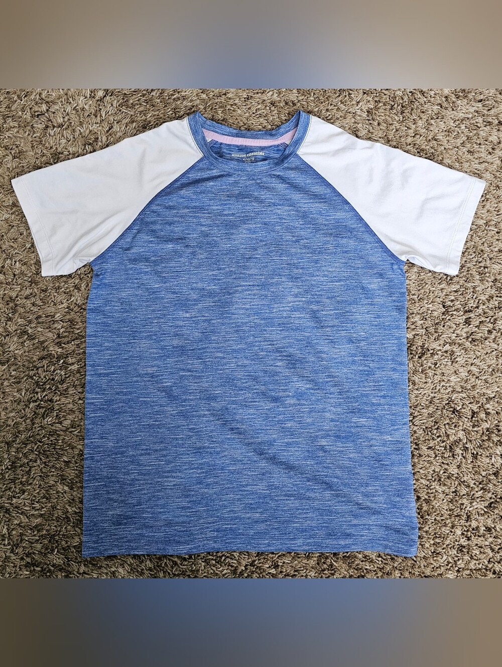 Amazon essentials blue white Tee T Shirt Youth XL 12 unisex workout casual Top